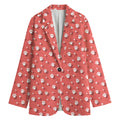 Pink And White Animal Paw Pattern Print Women's Cotton Blazer