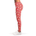 Pink And White Animal Paw Pattern Print Women's Leggings