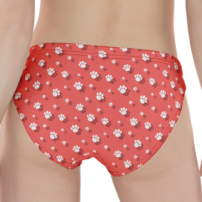 Pink And White Animal Paw Pattern Print Women's Panties
