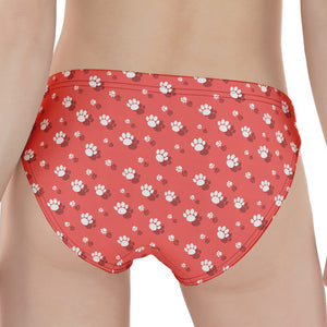 Pink And White Animal Paw Pattern Print Women's Panties