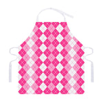 Pink And White Argyle Pattern Print Adjustable Apron