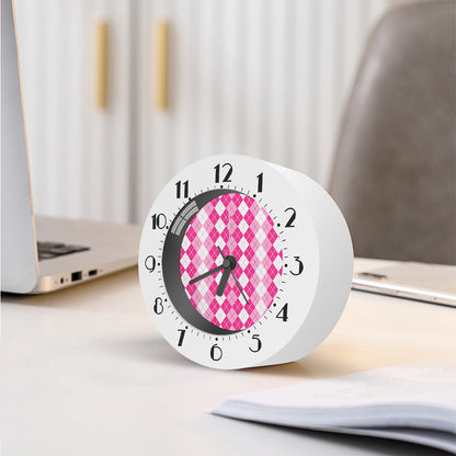 Pink And White Argyle Pattern Print Alarm Clock