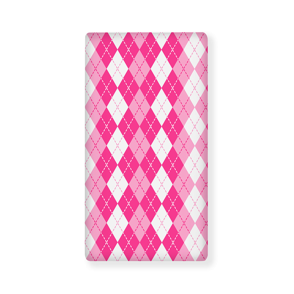 Pink And White Argyle Pattern Print Baby Crib Sheet