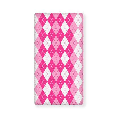 Pink And White Argyle Pattern Print Baby Crib Sheet