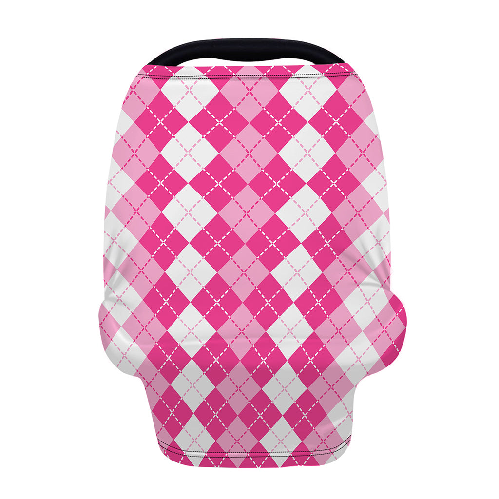Pink And White Argyle Pattern Print Baby Seat Cover