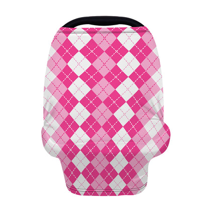 Pink And White Argyle Pattern Print Baby Seat Cover