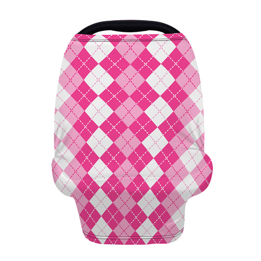 Pink And White Argyle Pattern Print Baby Seat Cover