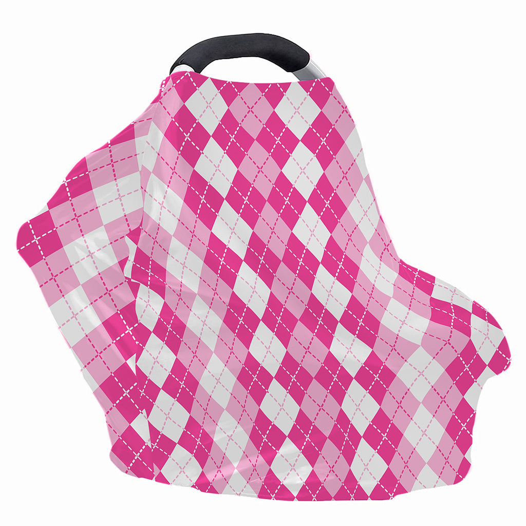 Pink And White Argyle Pattern Print Baby Seat Cover