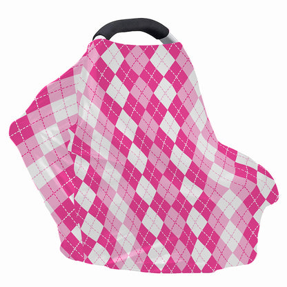 Pink And White Argyle Pattern Print Baby Seat Cover