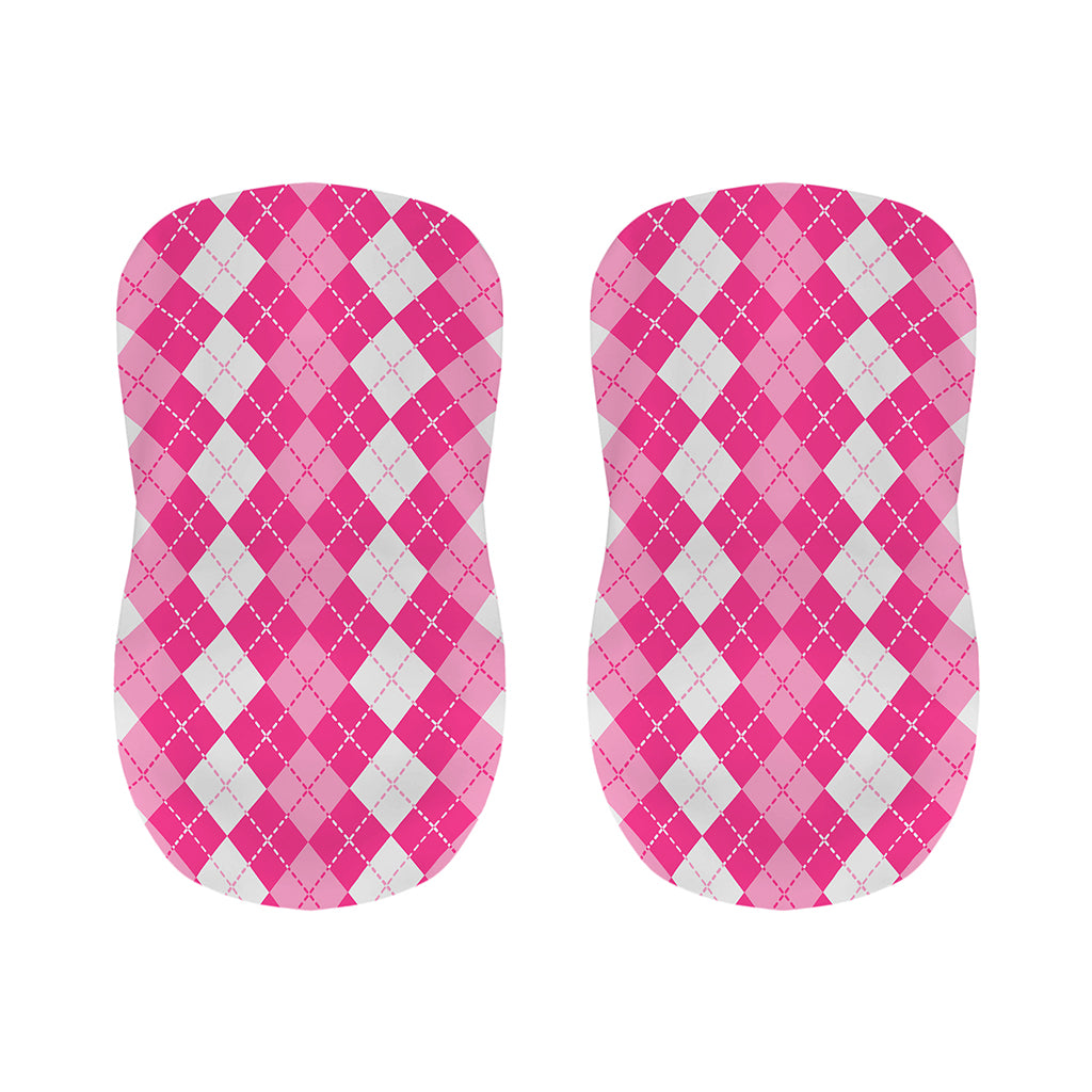 Pink And White Argyle Pattern Print Bar Stool Covers