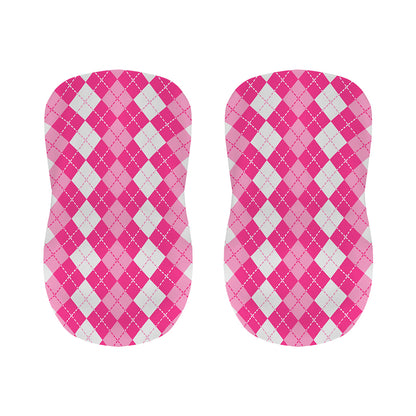 Pink And White Argyle Pattern Print Bar Stool Covers