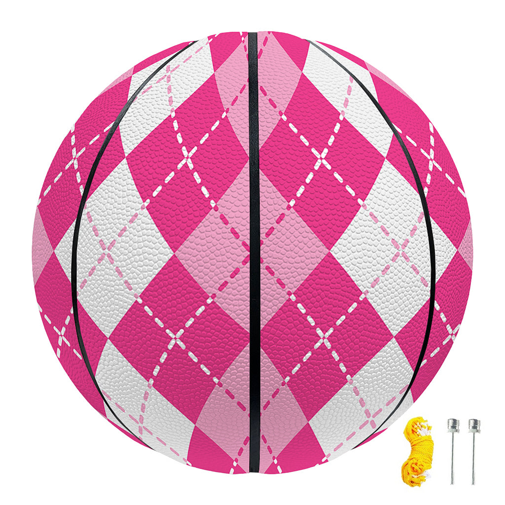 Pink And White Argyle Pattern Print Basketball