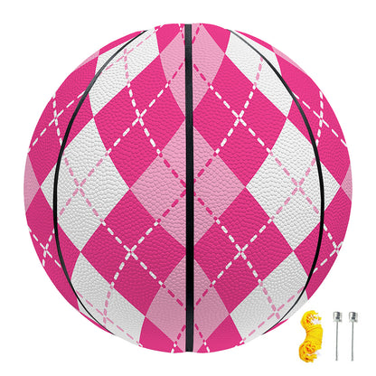 Pink And White Argyle Pattern Print Basketball