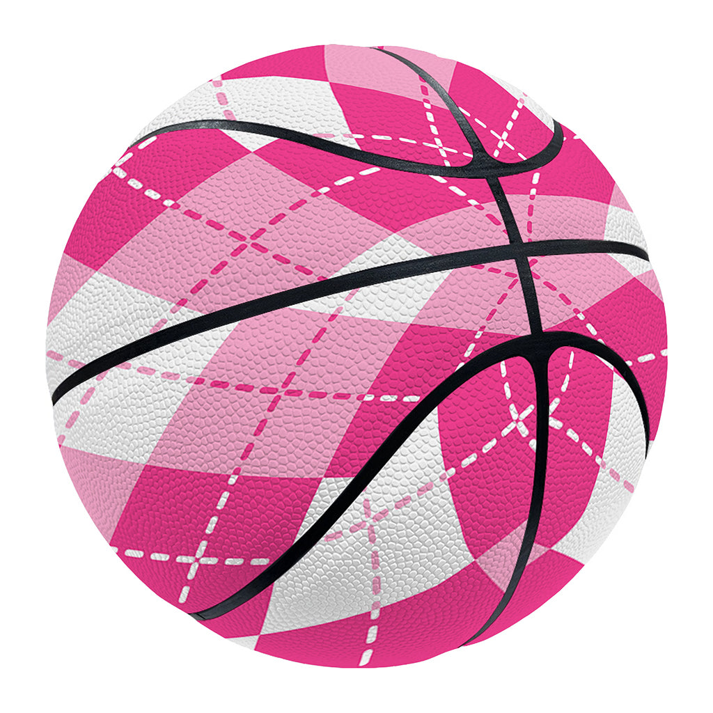 Pink And White Argyle Pattern Print Basketball