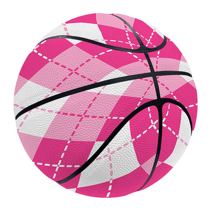 Pink And White Argyle Pattern Print Basketball