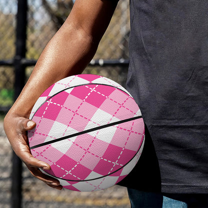 Pink And White Argyle Pattern Print Basketball