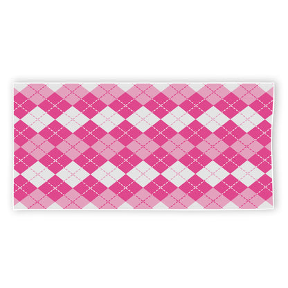 Pink And White Argyle Pattern Print Beach Towel