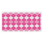 Pink And White Argyle Pattern Print Beach Towel