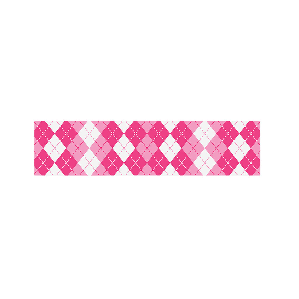 Pink And White Argyle Pattern Print Bed Runner