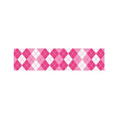 Pink And White Argyle Pattern Print Bed Runner