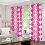 Pink And White Argyle Pattern Print Blackout Grommet Curtains