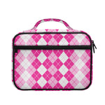 Pink And White Argyle Pattern Print Briefcase Bible Bag