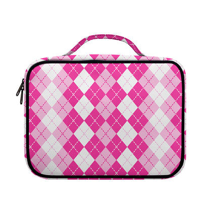 Pink And White Argyle Pattern Print Briefcase Bible Bag