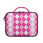 Pink And White Argyle Pattern Print Briefcase Bible Bag