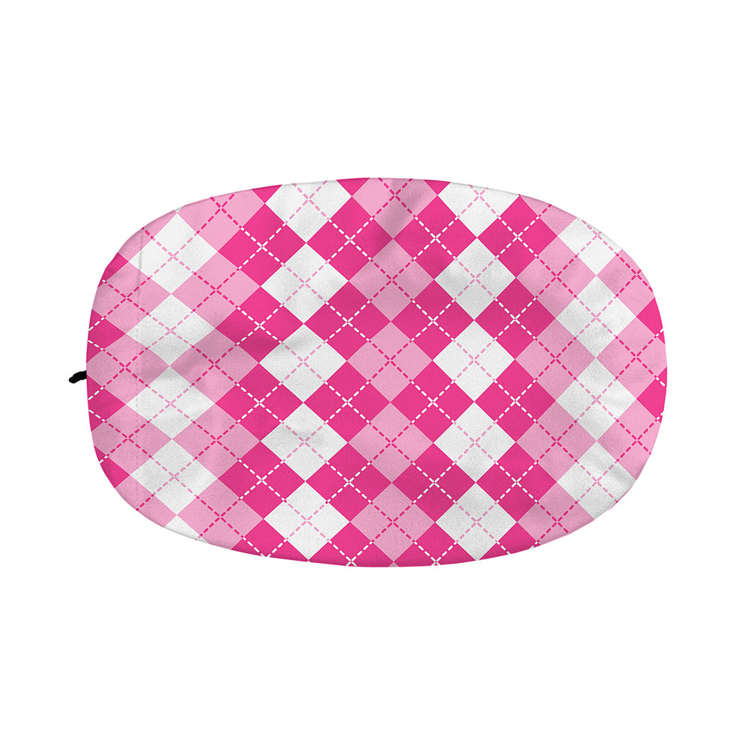 Pink And White Argyle Pattern Print Car Side Mirror Covers