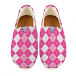 Pink And White Argyle Pattern Print Casual Shoes