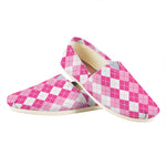 Pink And White Argyle Pattern Print Casual Shoes