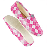Pink And White Argyle Pattern Print Casual Shoes