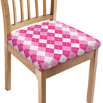 Pink And White Argyle Pattern Print Chair Cushion Cover