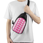 Pink And White Argyle Pattern Print Chest Bag