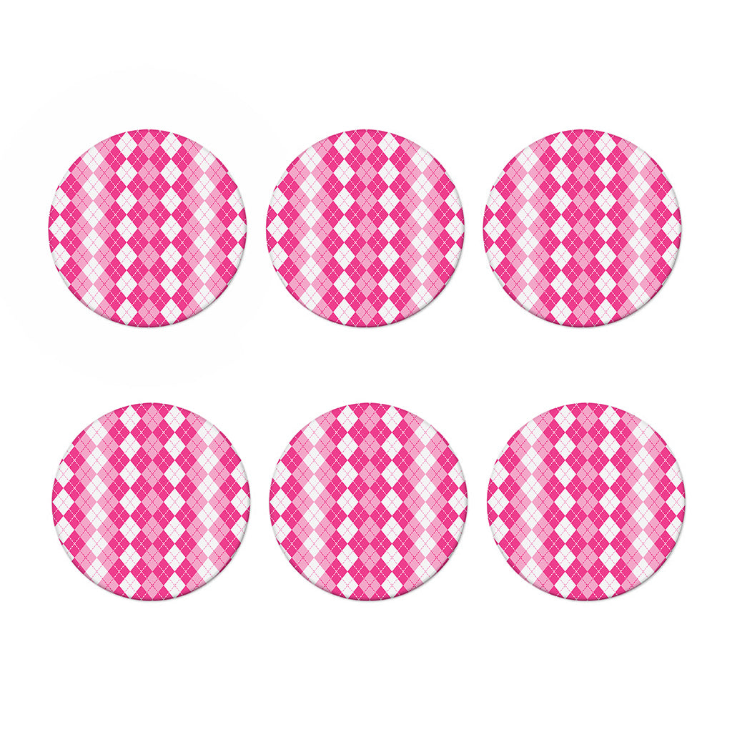 Pink And White Argyle Pattern Print Coaster Set
