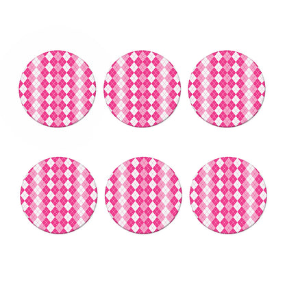 Pink And White Argyle Pattern Print Coaster Set