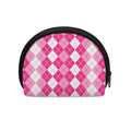 Pink And White Argyle Pattern Print Coin Purse