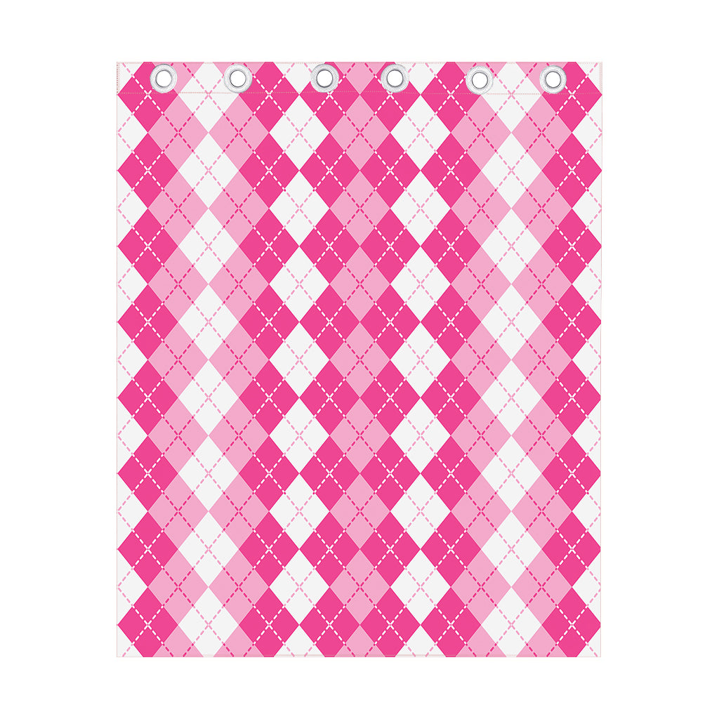 Pink And White Argyle Pattern Print Curtain
