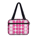 Pink And White Argyle Pattern Print Double Strap Bible Bag