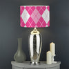 Pink And White Argyle Pattern Print Drum Lamp Shade