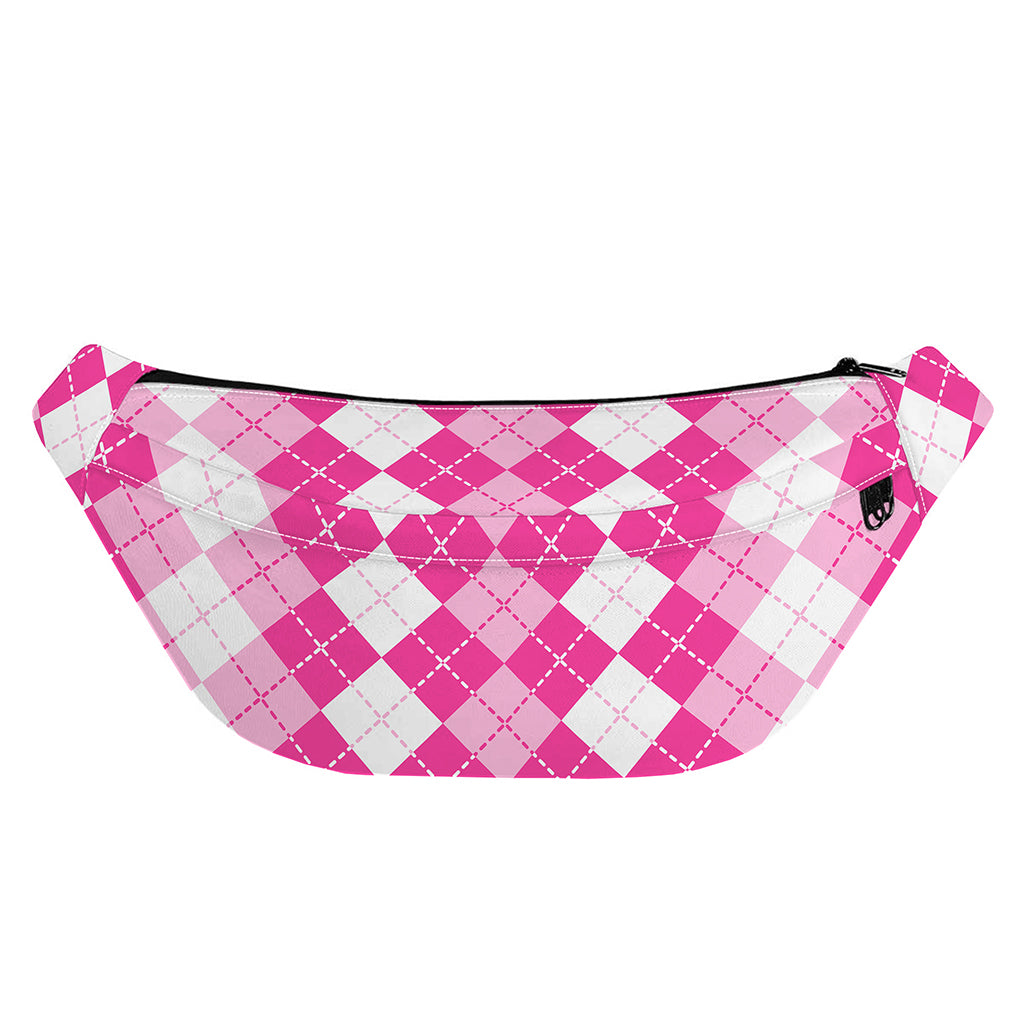 Pink And White Argyle Pattern Print Fanny Pack