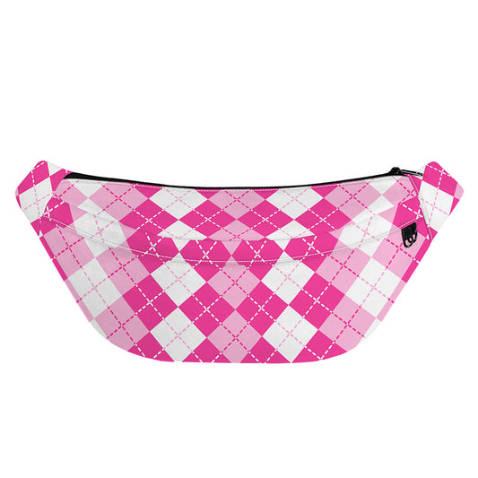 Pink And White Argyle Pattern Print Fanny Pack