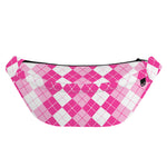 Pink And White Argyle Pattern Print Fanny Pack
