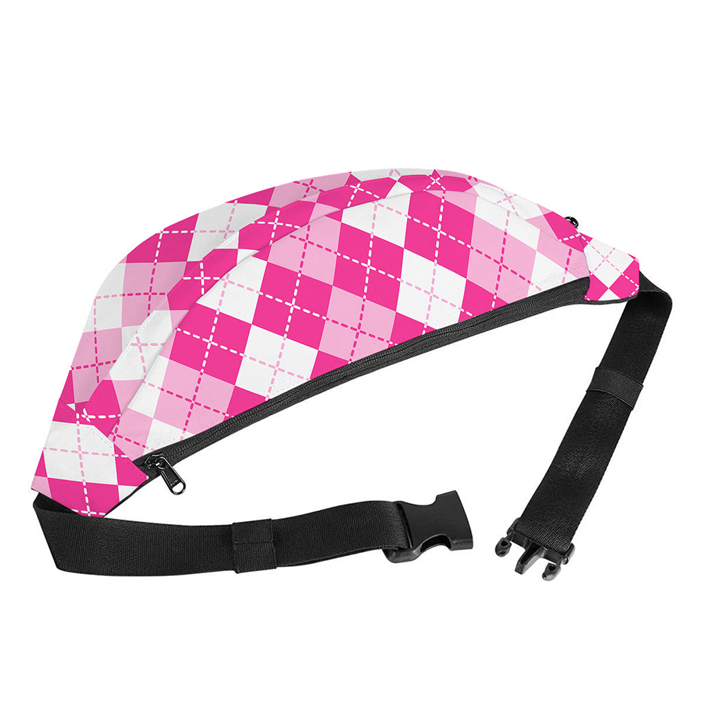 Pink And White Argyle Pattern Print Fanny Pack