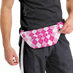 Pink And White Argyle Pattern Print Fanny Pack