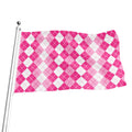 Pink And White Argyle Pattern Print Flag