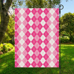Pink And White Argyle Pattern Print Garden Flag