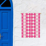 Pink And White Argyle Pattern Print Garden Flag