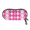 Pink And White Argyle Pattern Print Glasses Case