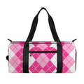 Pink And White Argyle Pattern Print Gym Bag